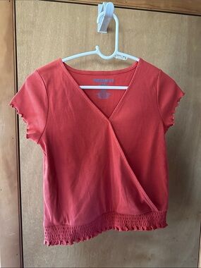 Thereabouts burnt orange Ribbed Wrap-Front girls Top